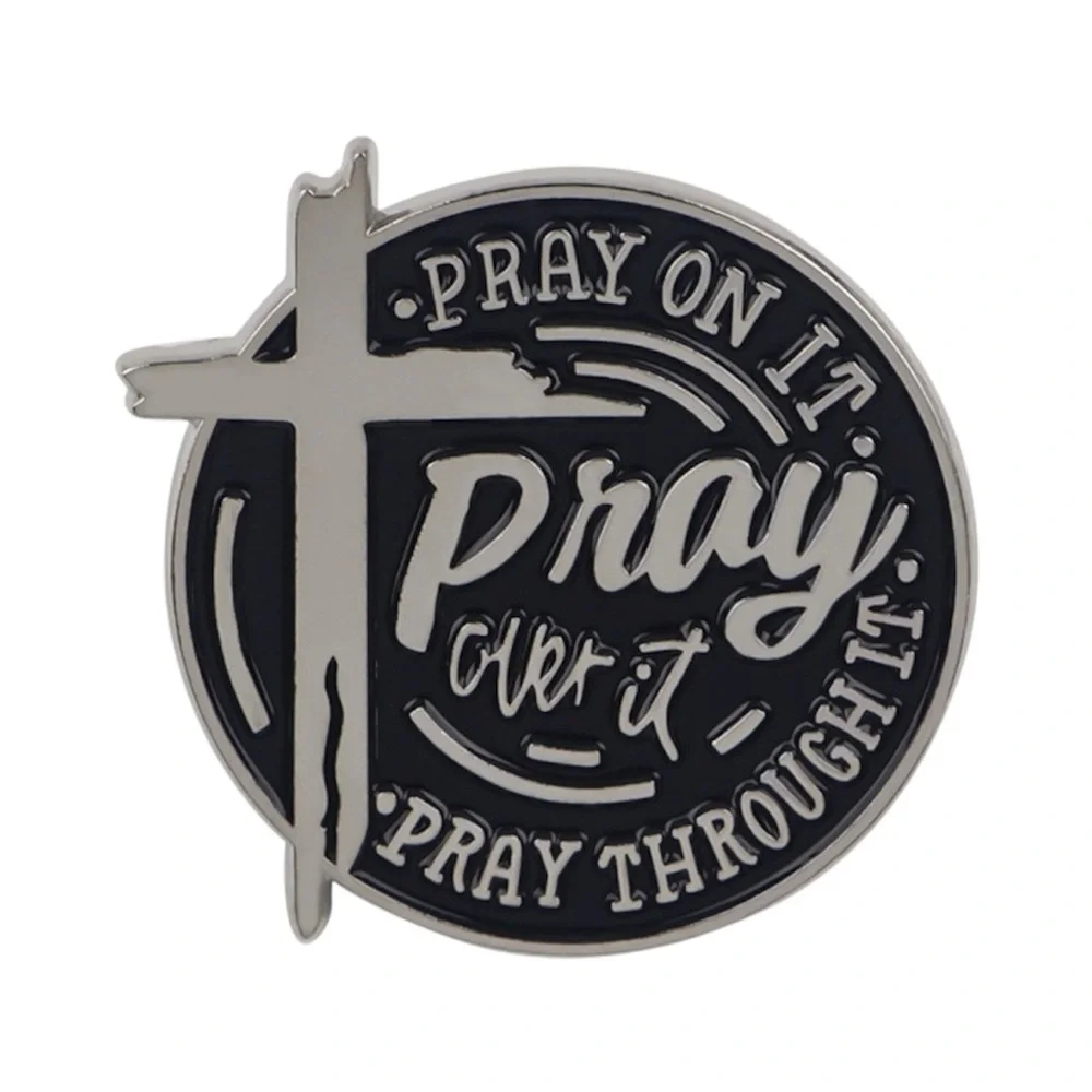 Pray On It Enamel Pin – Christian Faith Cross Pin | Pray Through It Lapel Pin